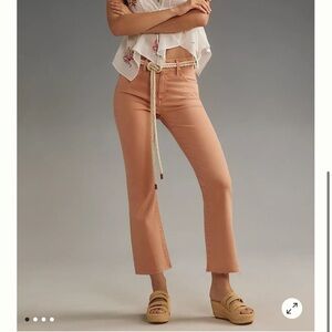 Agolde Anthropologie AG Farrah Mid-Rise Crop Peach Pink Bootcut Jeans Size 28